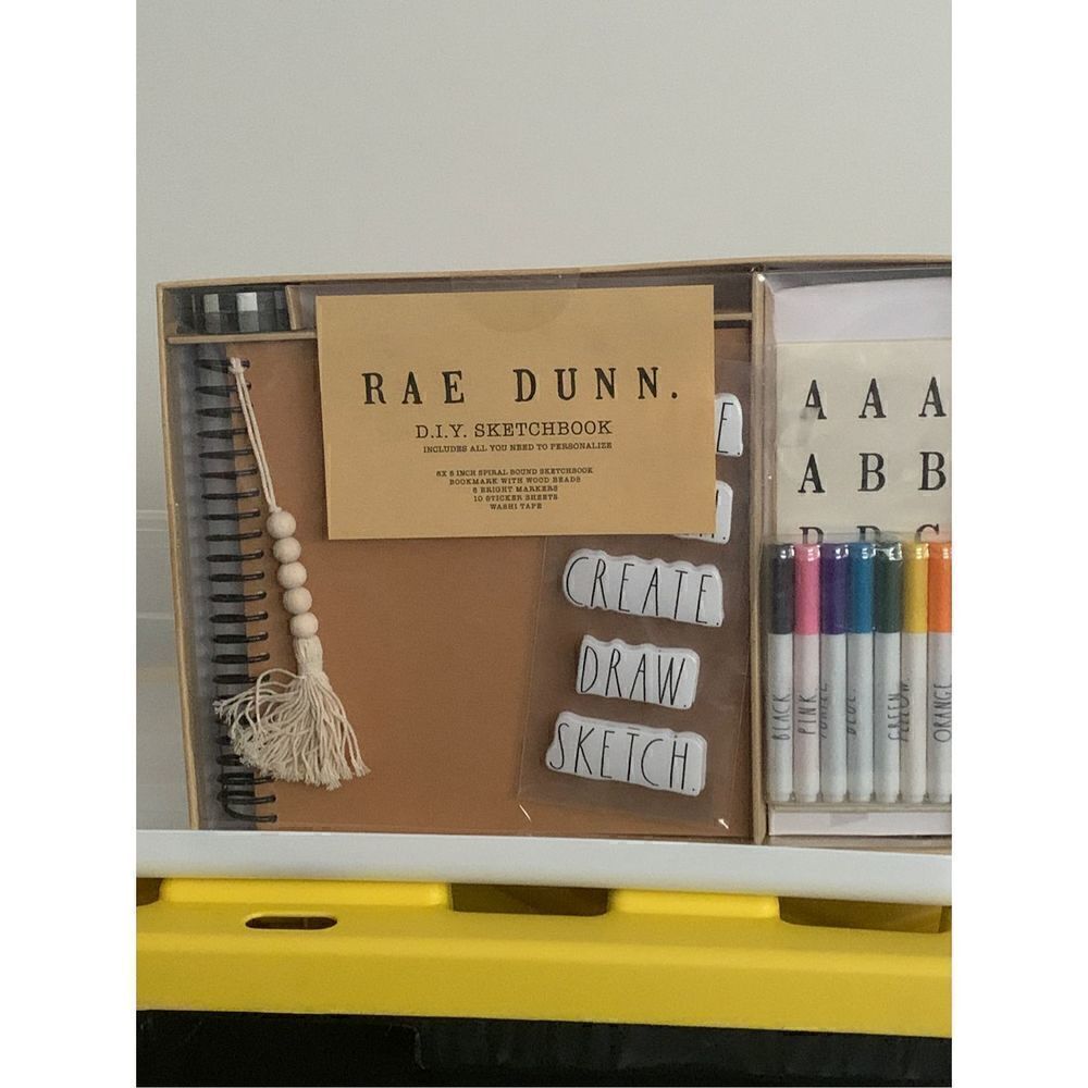 NEW Rae Dunn D.I.Y Sketchbook Art Book Scrapbook Markers Stickers